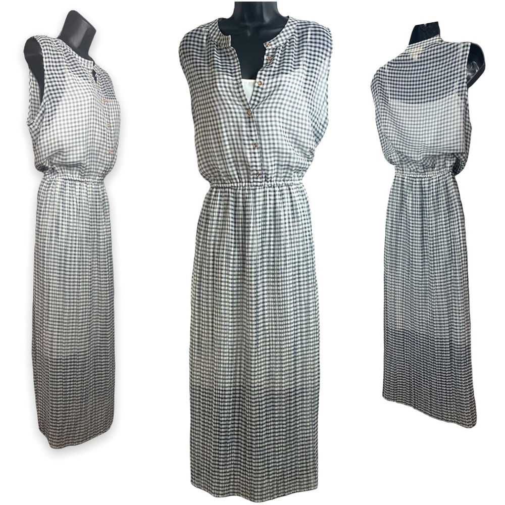 NEW Grey & White Checkered Gingham Sleeveless Maxi Summer Dress  Sz 2X